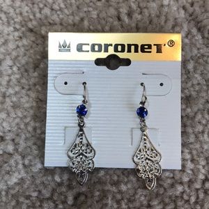 Silver Navy Blue Earings